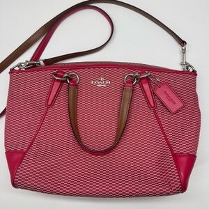 Coach Small Kelsey Satchel F57244 Pink Jacquard Crossbody Handbag